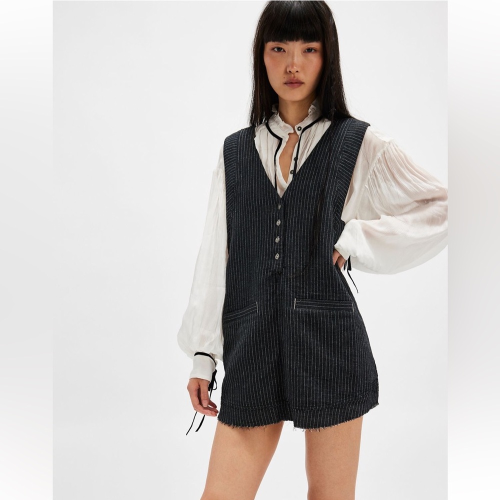 Free People We The Free Pinstripe Menswear Vest NWT